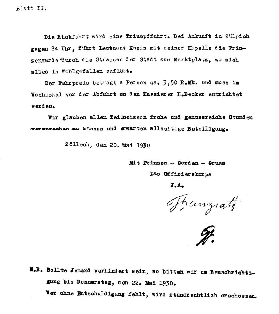 Ausflug der Prinzengarde 1930 an die Ahr