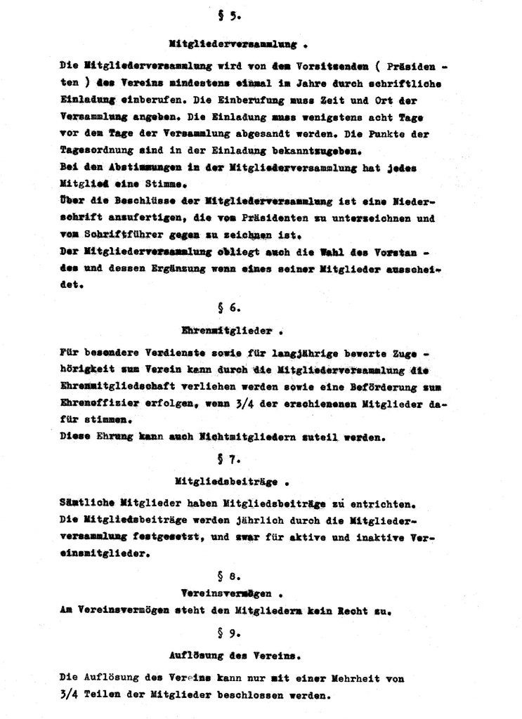 Satzung der Prinzengarde aus dem Jahr 1961, Seite 2